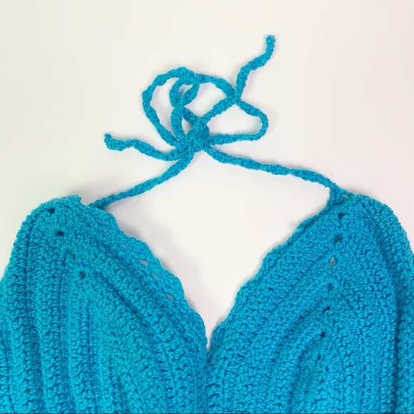 Blue Crochet Knit 2 Piece Bikini Swimsuit - Picture 3 of 7